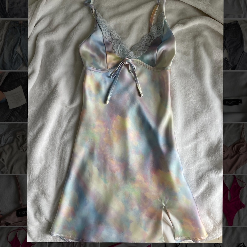 Etiquette pastel tie-dye slip dress